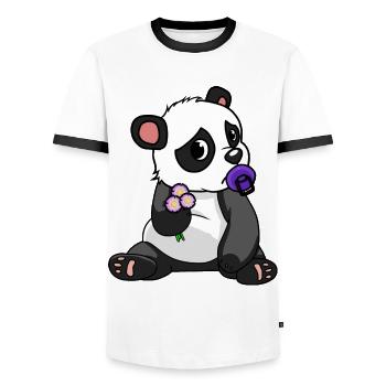 China Panda Bear Wildlife Children Baby Zoo Animals Bear - Men's Ringer Shirt - white/black - Front - AI Model Female 172 light (172cm) & AI Model Male 178 dark (178cm)