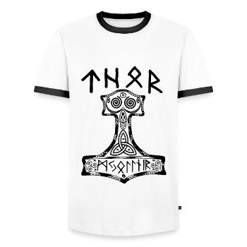 Thor runen - T-shirt contrasté Homme - blanc/noir - Devant - AI Model Female 172 light (172cm) & AI Model Male 178 dark (178cm)