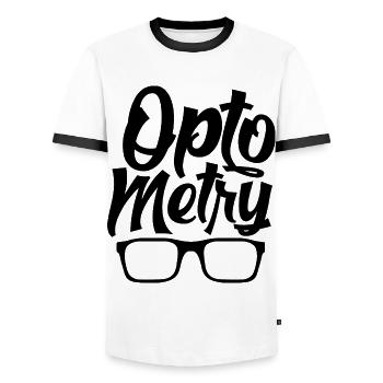Optiker Optometrie Optometrist Optik Augenoptiker - Männer Kontrast-T-Shirt - Weiß/Schwarz - Vorne - AI Model Female 172 light (172cm) & AI Model Male 178 dark (178cm)