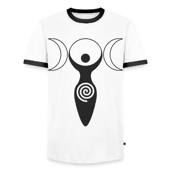 Triple Déesses Lune Mère de la Terre 1 - T-shirt contrasté Homme - blanc/noir - Devant - AI Model Female 172 light (172cm) & AI Model Male 178 dark (178cm)