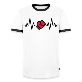 Boxe - T-shirt contrasté Homme - blanc/noir - Devant - AI Model Female 172 light (172cm) & AI Model Male 178 dark (178cm)