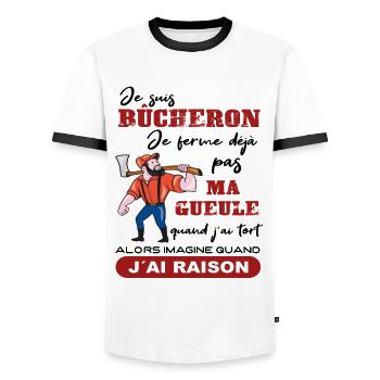 Je suis Bûcheron Forestier Homme solide Cadeau - T-shirt contrasté Homme - blanc/noir - Devant - AI Model Female 172 light (172cm) & AI Model Male 178 dark (178cm)
