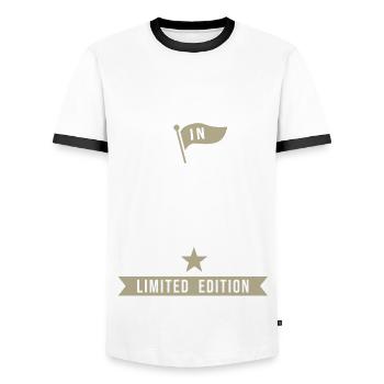 MADE IN 1992 born in 1992 birthday 29 years - Men's Ringer Shirt - white/black - Front - AI Model Female 172 light (172cm) & AI Model Male 178 dark (178cm)
