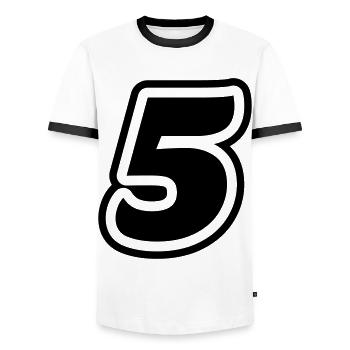 5 Symbole numérique - T-shirt contrasté Homme - blanc/noir - Devant - AI Model Female 172 light (172cm) & AI Model Male 178 dark (178cm)