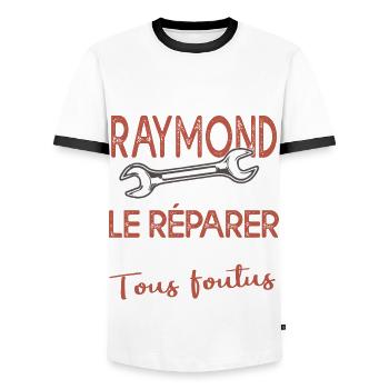 Si Raymond ne peut pas le réparer on est foutus - T-shirt contrasté Homme - blanc/noir - Devant - AI Model Female 172 light (172cm) & AI Model Male 178 dark (178cm)