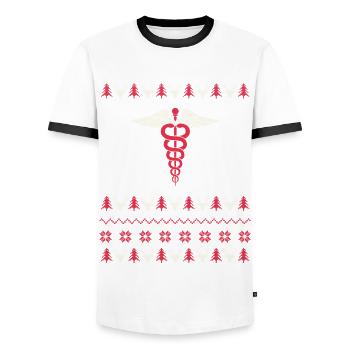 Infirmière Ugly Christmas - T-shirt contrasté Homme - blanc/noir - Devant - AI Model Female 172 light (172cm) & AI Model Male 178 dark (178cm)