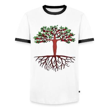 Homme-Arbre - T-shirt contrasté Homme - blanc/noir - Devant - AI Model Female 172 light (172cm) & AI Model Male 178 dark (178cm)