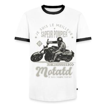 Motard le meilleur Sapeur pompier cadeau cool - T-shirt contrasté Homme - blanc/noir - Devant - AI Model Female 172 light (172cm) & AI Model Male 178 dark (178cm)