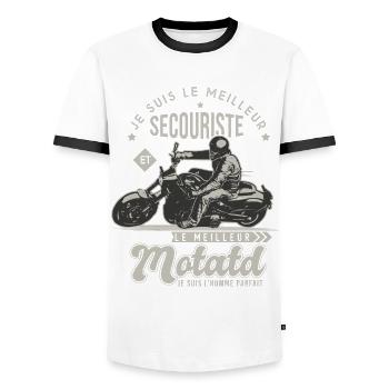 Motard le meilleur secouriste cadeau cool - T-shirt contrasté Homme - blanc/noir - Devant - AI Model Female 172 light (172cm) & AI Model Male 178 dark (178cm)