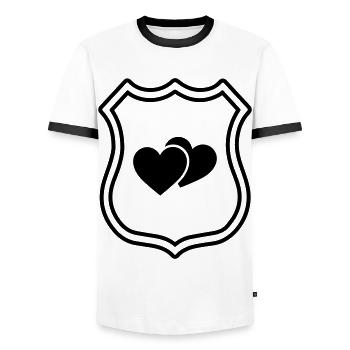 Heart Symbol Coat of Arms - Men's Ringer Shirt - white/black - Front - AI Model Female 172 light (172cm) & AI Model Male 178 dark (178cm)