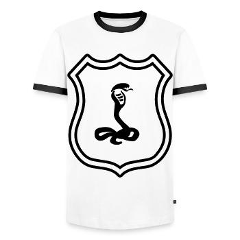 Snake Coat of arms cobra - Men's Ringer Shirt - white/black - Front - AI Model Female 172 light (172cm) & AI Model Male 178 dark (178cm)