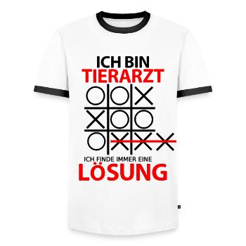 Dankeschön Danke sagen an Tierarzt Tierarztpraxis - Männer Kontrast-T-Shirt - Weiß/Schwarz - Vorne - AI Model Female 172 light (172cm) & AI Model Male 178 dark (178cm)