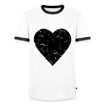 black heart - Black Lives Matter - gothic - Men's Ringer Shirt - white/black - Front - AI Model Female 172 light (172cm) & AI Model Male 178 dark (178cm)
