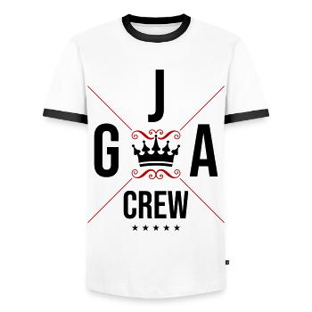 Jga Crew Junggesellenabschied - Männer Kontrast-T-Shirt - Weiß/Schwarz - Vorne - AI Model Female 172 light (172cm) & AI Model Male 178 dark (178cm)