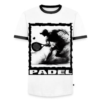 Padel - Men's Ringer Shirt - white/black - Front - AI Model Female 172 light (172cm) & AI Model Male 178 dark (178cm)
