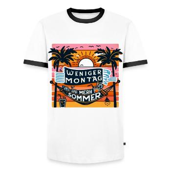 Sommervibes (Weniger Montag, mehr Sommer) - Männer Kontrast-T-Shirt - Weiß/Schwarz - Vorne - AI Model Female 172 light (172cm) & AI Model Male 178 dark (178cm)
