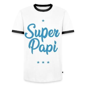 Super Papi Papy trop génial cadeau grand père - T-shirt contrasté Homme - blanc/noir - Devant - AI Model Female 172 light (172cm) & AI Model Male 178 dark (178cm)