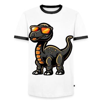 dinosaur brontosaurus animal - Men's Ringer Shirt - white/black - Front - AI Model Female 172 light (172cm) & AI Model Male 178 dark (178cm)