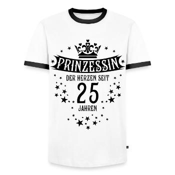 20 Prinzessin der Herzen seit 25 Jahren Geburtstag - Männer Kontrast-T-Shirt - Weiß/Schwarz - Vorne - AI Model Female 172 light (172cm) & AI Model Male 178 dark (178cm)