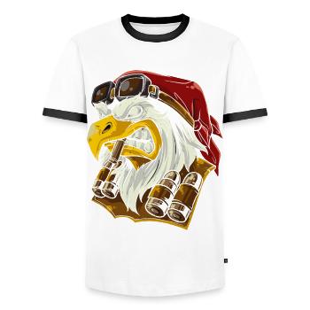 Bald eagle - Men's Ringer Shirt - white/black - Front - AI Model Female 172 light (172cm) & AI Model Male 178 dark (178cm)
