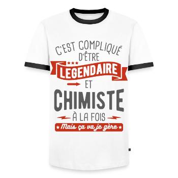légendaire et chimiste - T-shirt contrasté Homme - blanc/noir - Devant - AI Model Female 172 light (172cm) & AI Model Male 178 dark (178cm)