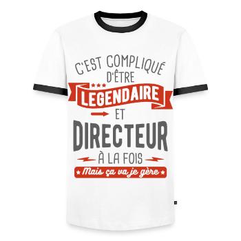 légendaire et directeur - T-shirt contrasté Homme - blanc/noir - Devant - AI Model Female 172 light (172cm) & AI Model Male 178 dark (178cm)