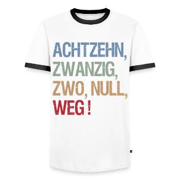 Achtzehn, Zwanzig, Zwo, Null, weg! Skatsprüche - Männer Kontrast-T-Shirt - Weiß/Schwarz - Vorne - AI Model Female 172 light (172cm) & AI Model Male 178 dark (178cm)