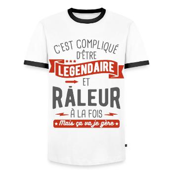 légendaire et râleur - T-shirt contrasté Homme - blanc/noir - Devant - AI Model Female 172 light (172cm) & AI Model Male 178 dark (178cm)