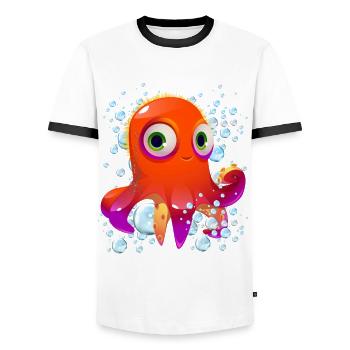 Octopus Bubbles - Men's Ringer Shirt - white/black - Front - AI Model Female 172 light (172cm) & AI Model Male 178 dark (178cm)
