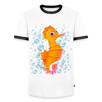 Sea Horse Bubbles - Men's Ringer Shirt - white/black - Front - AI Model Female 172 light (172cm) & AI Model Male 178 dark (178cm)