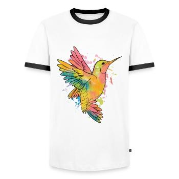 Kolibri Aquarell Bunte Kolibri Kolibri Vogel - Männer Kontrast-T-Shirt - Weiß/Schwarz - Vorne - AI Model Female 172 light (172cm) & AI Model Male 178 dark (178cm)