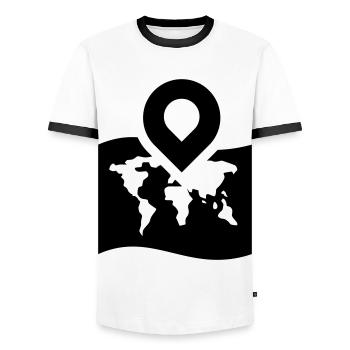 World map icon icon - Men's Ringer Shirt - white/black - Front - AI Model Female 172 light (172cm) & AI Model Male 178 dark (178cm)