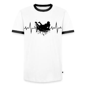 Bodyboarding Bodyboarder Surfing Sea Heartbeat - Men's Ringer Shirt - white/black - Front - AI Model Female 172 light (172cm) & AI Model Male 178 dark (178cm)