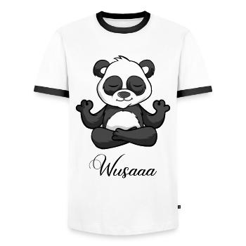 Auszeit Durchatmen Wusaaa Panda - Männer Kontrast-T-Shirt - Weiß/Schwarz - Vorne - AI Model Female 172 light (172cm) & AI Model Male 178 dark (178cm)