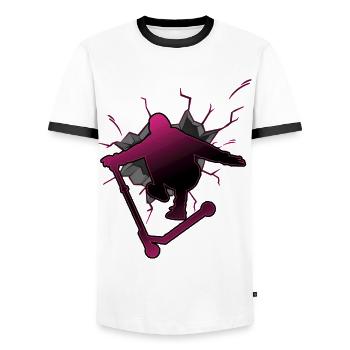 scooter roller stuntscooter e-scooter - Männer Kontrast-T-Shirt - Weiß/Schwarz - Vorne - AI Model Female 172 light (172cm) & AI Model Male 178 dark (178cm)
