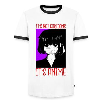 Ce n’est pas des dessins animés son anime - T-shirt contrasté Homme - blanc/noir - Devant - AI Model Female 172 light (172cm) & AI Model Male 178 dark (178cm)