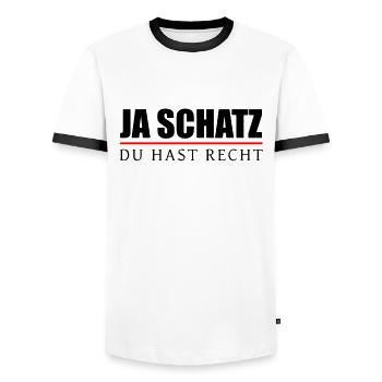 Ja Schatz Du Hast Recht - Beziehung Humor Spruch - Männer Kontrast-T-Shirt - Weiß/Schwarz - Vorne - AI Model Female 172 light (172cm) & AI Model Male 178 dark (178cm)