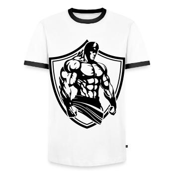 Gladiator Muscles Musculation Gym - T-shirt contrasté Homme - blanc/noir - Devant - AI Model Female 172 light (172cm) & AI Model Male 178 dark (178cm)