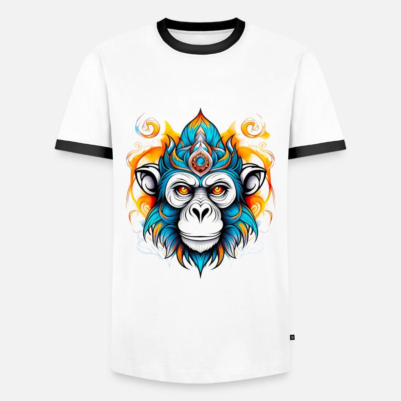 Affe Stencil - Männer Kontrast-T-Shirt - Weiß/Schwarz