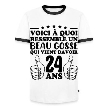 24 Years Old Gift Idea Humor Birthday Handsome Kid - Men's Ringer Shirt - white/black - Front - AI Model Female 172 light (172cm) & AI Model Male 178 dark (178cm)
