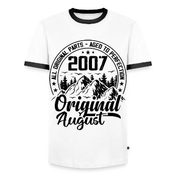 2007 August Original: 17 Jahre Geburtstagsgeschenk - Männer Kontrast-T-Shirt - Weiß/Schwarz - Vorne - AI Model Female 172 light (172cm) & AI Model Male 178 dark (178cm)