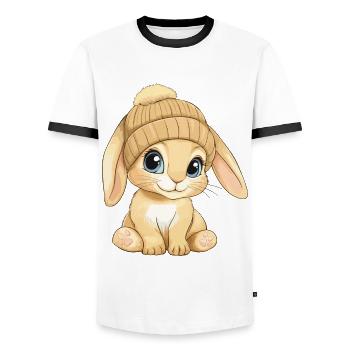 Hase Süß Niedlich Baby Kinder Tier Cartoon - Männer Kontrast-T-Shirt - Weiß/Schwarz - Vorne - AI Model Female 172 light (172cm) & AI Model Male 178 dark (178cm)