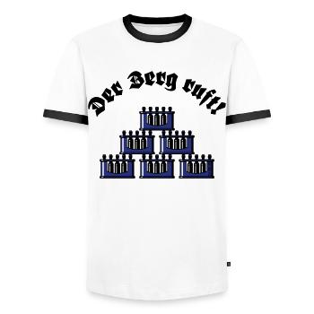 Der Berg Ruft! (Bier Bierkästen Bierkisten / Blau) - Männer Kontrast-T-Shirt - Weiß/Schwarz - Vorne - AI Model Female 172 light (172cm) & AI Model Male 178 dark (178cm)