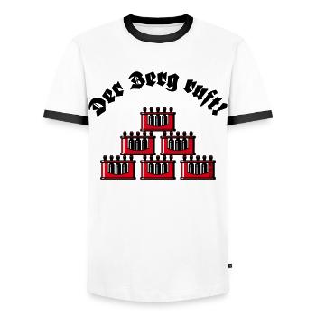 XDer Berg Ruft! (Bier Bierkästen Bierkisten / Rot) - Männer Kontrast-T-Shirt - Weiß/Schwarz - Vorne - AI Model Female 172 light (172cm) & AI Model Male 178 dark (178cm)