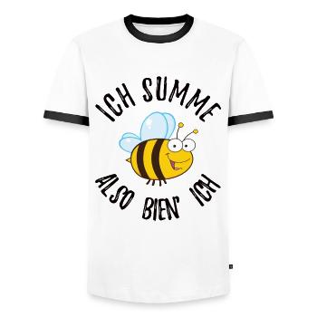 Ich summe also bien ich Biene Wespe Shirt schwarz - Männer Kontrast-T-Shirt - Weiß/Schwarz - Vorne - AI Model Female 172 light (172cm) & AI Model Male 178 dark (178cm)