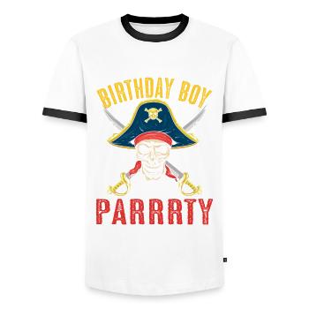 Birthday Boy Pirate Children's Birthday Son Gift - Men's Ringer Shirt - white/black - Front - AI Model Female 172 light (172cm) & AI Model Male 178 dark (178cm)