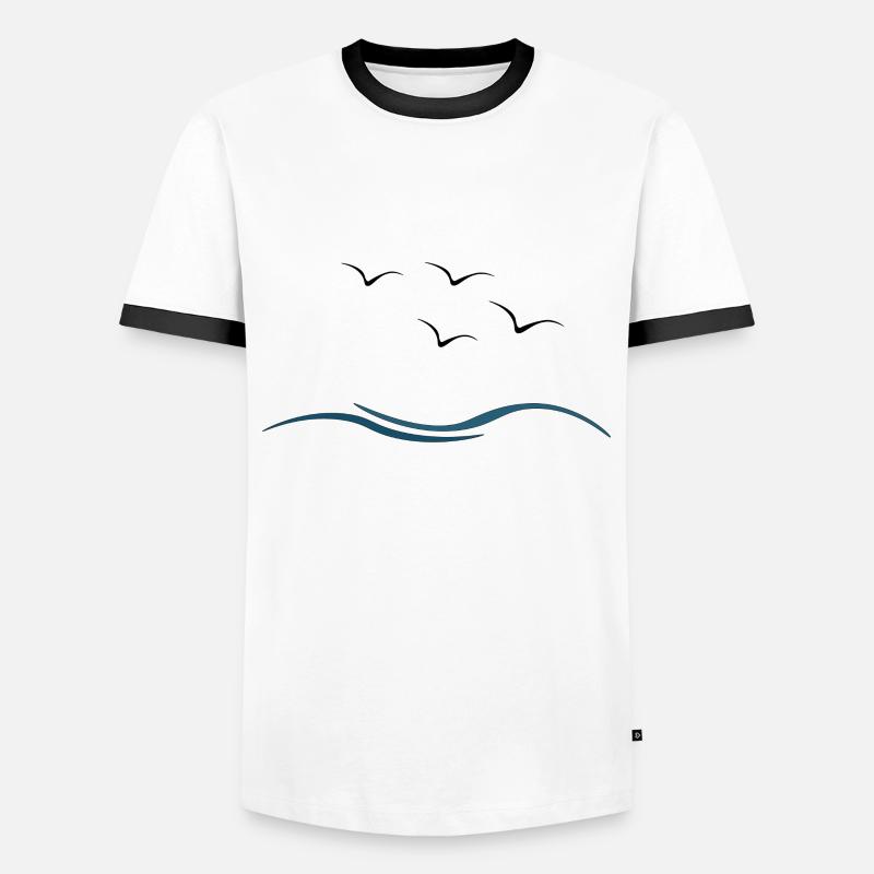 Möwe - Männer Kontrast-T-Shirt - Weiß/Schwarz