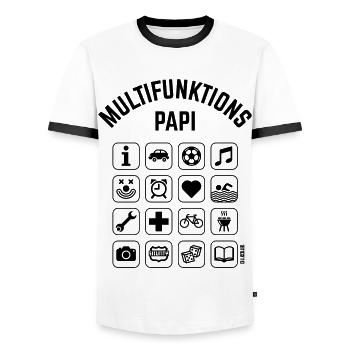Multifunktions Papi (16 Icons) - Männer Kontrast-T-Shirt - Weiß/Schwarz - Vorne - AI Model Female 172 light (172cm) & AI Model Male 178 dark (178cm)