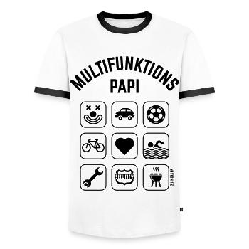 Multifunktions Papi (9 Icons) - Männer Kontrast-T-Shirt - Weiß/Schwarz - Vorne - AI Model Female 172 light (172cm) & AI Model Male 178 dark (178cm)