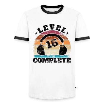 16 Geburtstag 16 Jahre Sechzehn Geschenk Gamer - Männer Kontrast-T-Shirt - Weiß/Schwarz - Vorne - AI Model Female 172 light (172cm) & AI Model Male 178 dark (178cm)